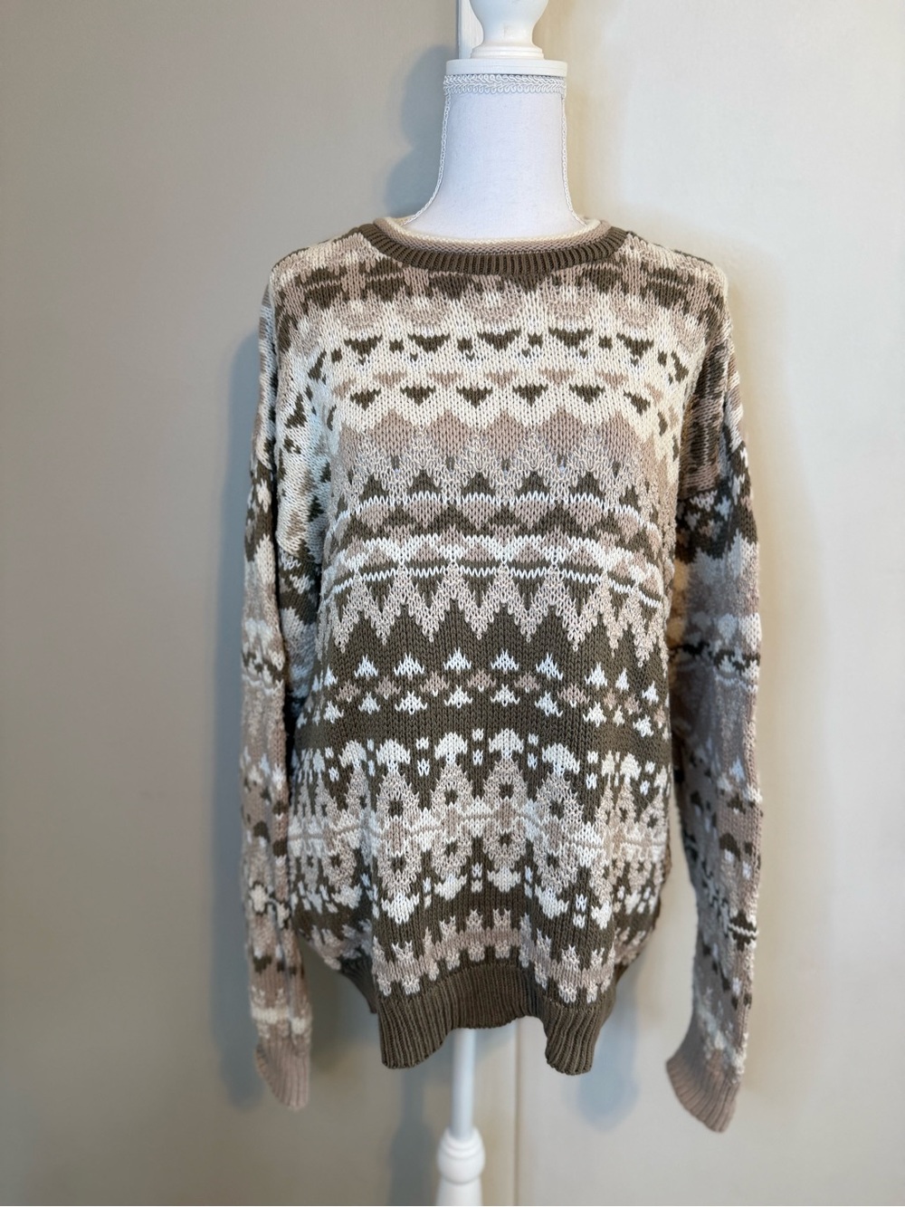 Vintage Lake Harmony Fair Isle Knit Sweater Size L Grandpa Nordic 90s